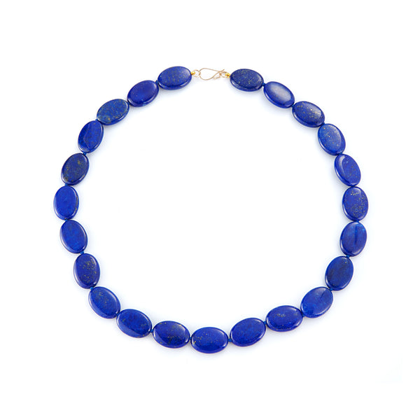 Les Classiques 16" Lapis Flat Oval Bead Necklace