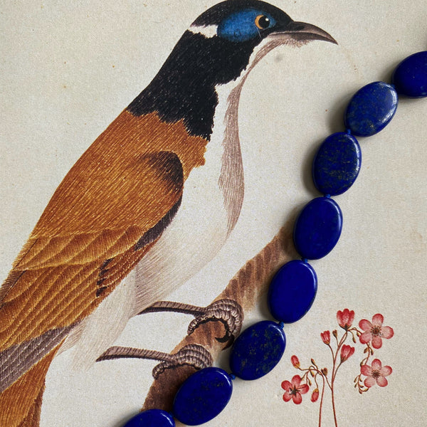 Les Classiques 16" Lapis Flat Oval Bead Necklace