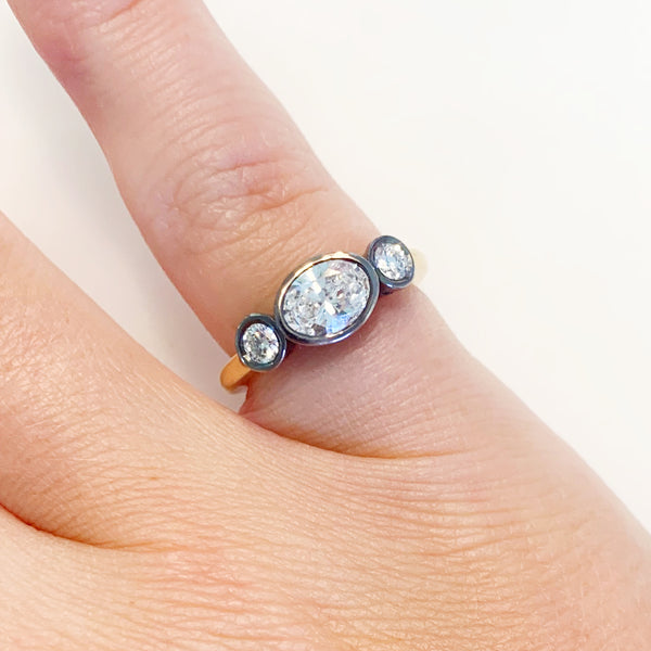 East West Oval Diamond Ring