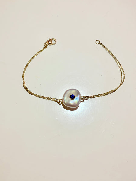 Les Perles Double Chain Colored Stone Bracelet