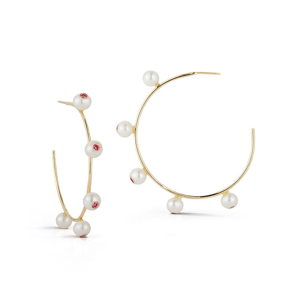 Les Perles Pink Sapphire Hoops