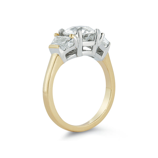 Old European Cut Three Stone Diamond Engagement Ring