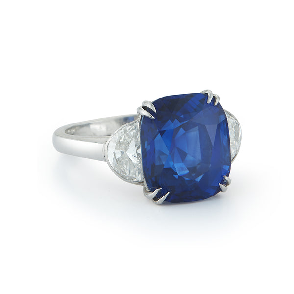 Sapphire & Diamond Three Stone Engagement Ring