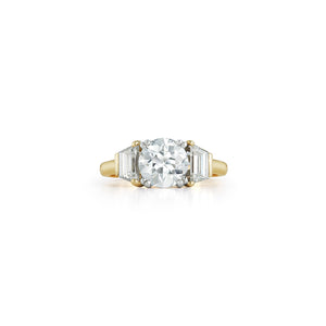 Old European Cut Three Stone Diamond Engagement Ring