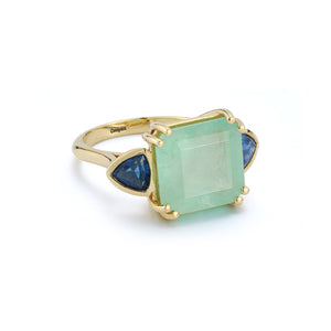 One-of-a-Kind Mint Colombian Emerald and Sapphire Ring