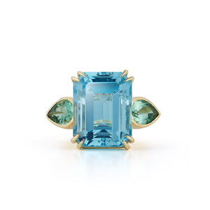 One-of-a-Kind Blue Topaz and Green Tourmaline Ring