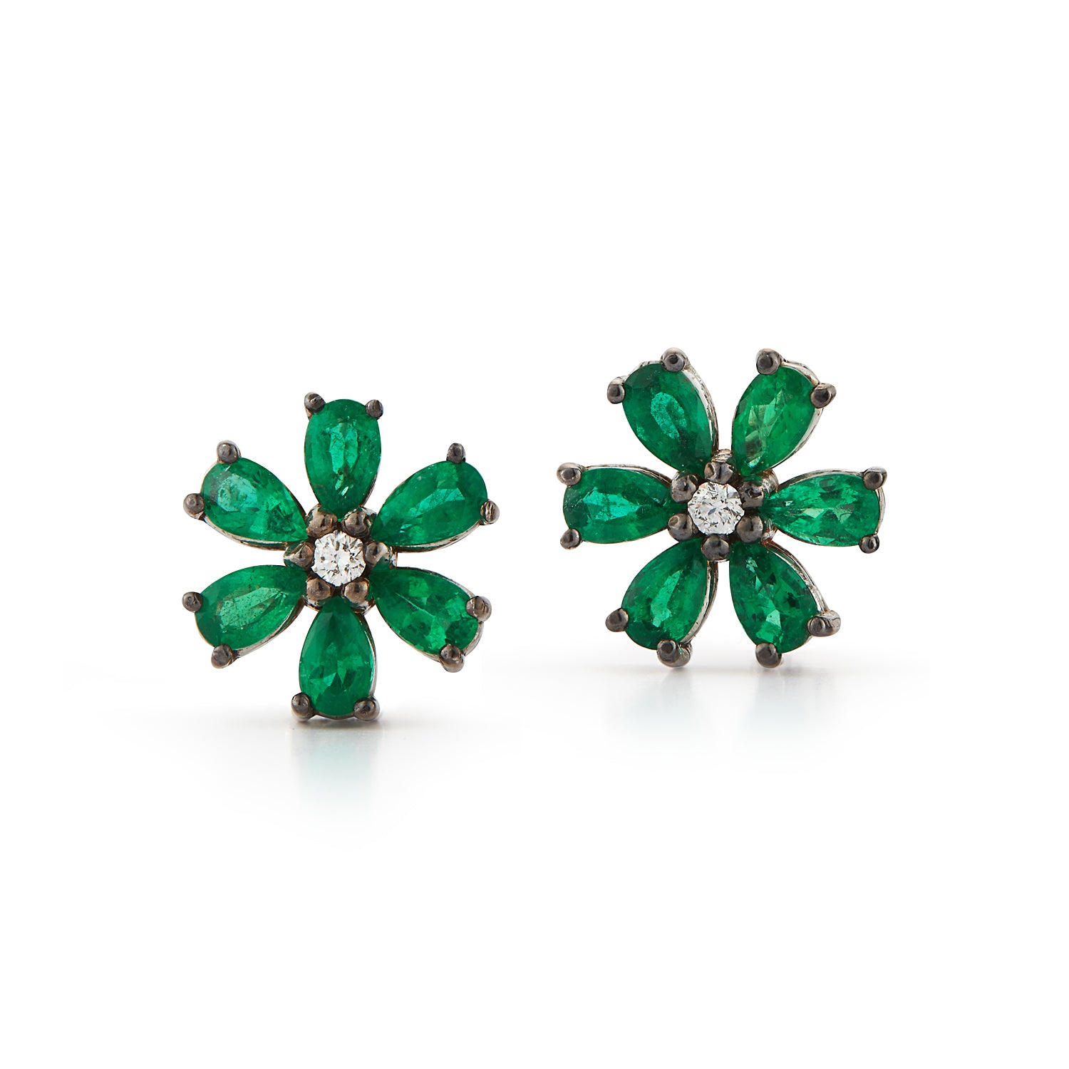 Les Fleurs Emerald and Diamond Earrings