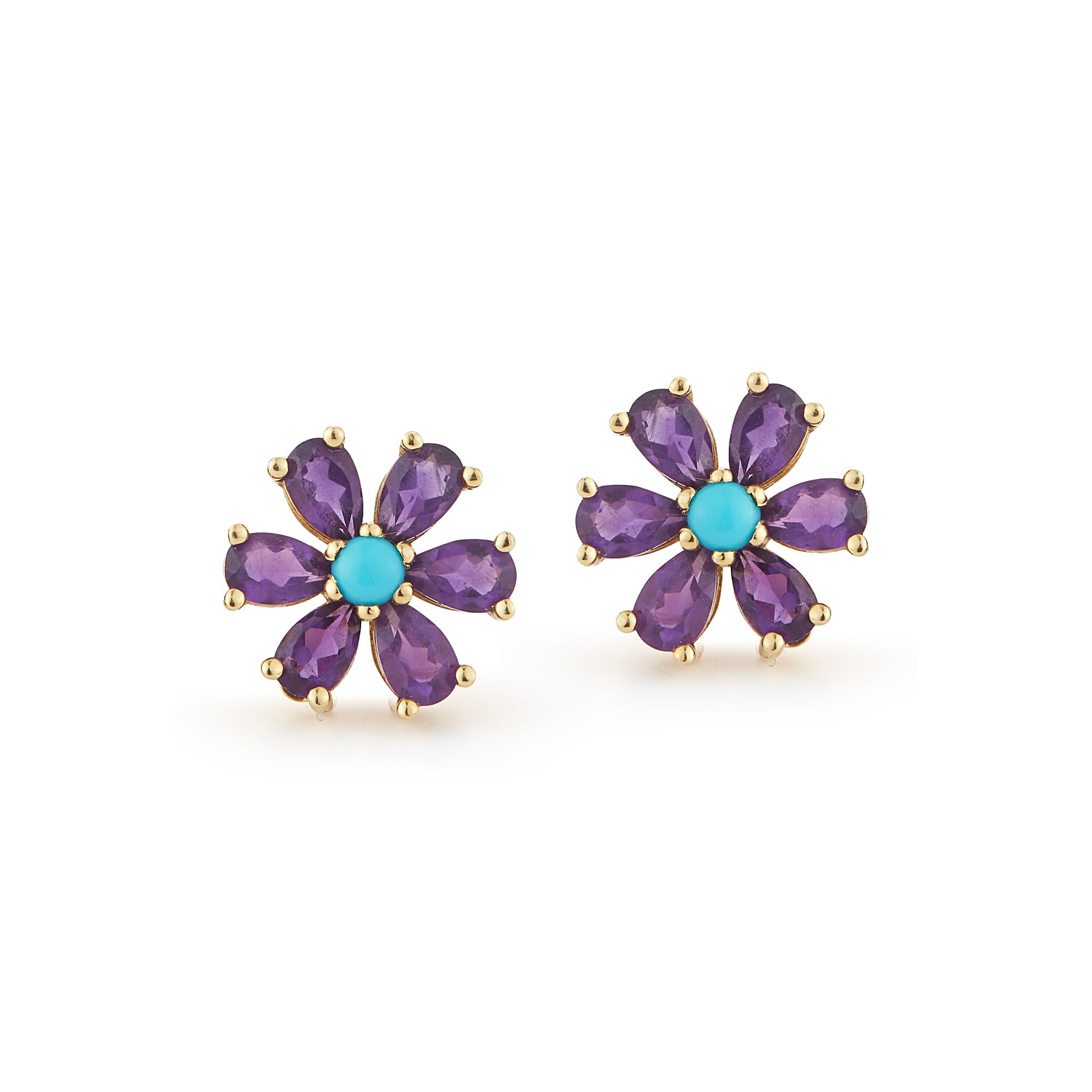 Les Fleurs Amethyst and Turquoise Earrings